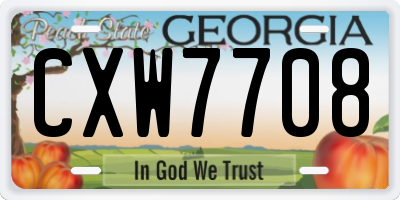GA license plate CXW7708