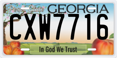 GA license plate CXW7716