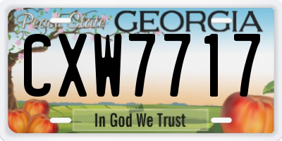 GA license plate CXW7717