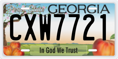 GA license plate CXW7721