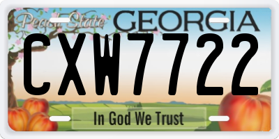 GA license plate CXW7722