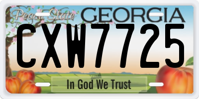 GA license plate CXW7725
