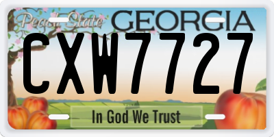 GA license plate CXW7727