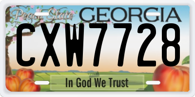 GA license plate CXW7728
