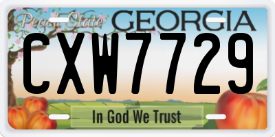 GA license plate CXW7729
