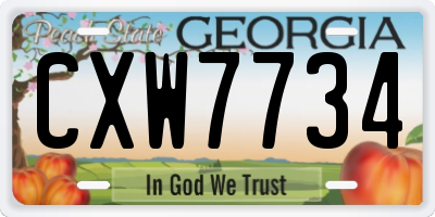 GA license plate CXW7734