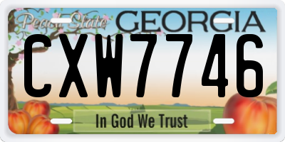 GA license plate CXW7746
