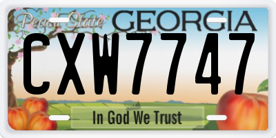 GA license plate CXW7747