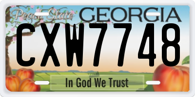 GA license plate CXW7748