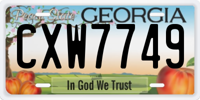 GA license plate CXW7749