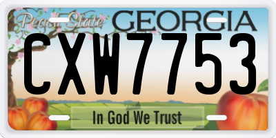 GA license plate CXW7753