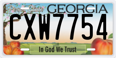 GA license plate CXW7754