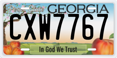 GA license plate CXW7767