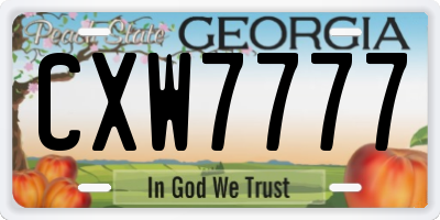 GA license plate CXW7777