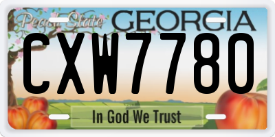 GA license plate CXW7780