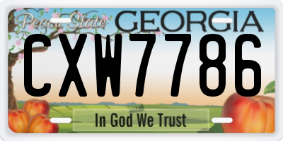 GA license plate CXW7786