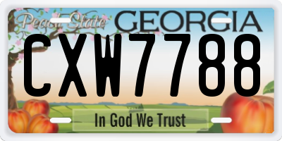 GA license plate CXW7788