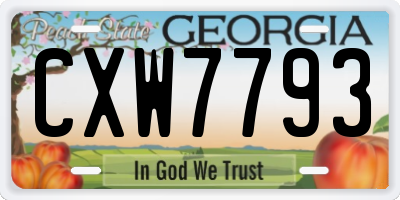GA license plate CXW7793