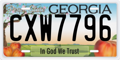 GA license plate CXW7796