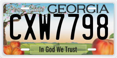 GA license plate CXW7798