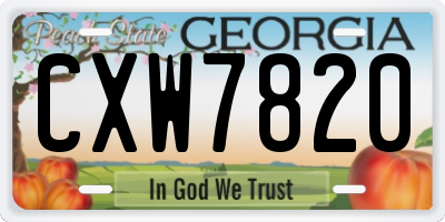 GA license plate CXW7820