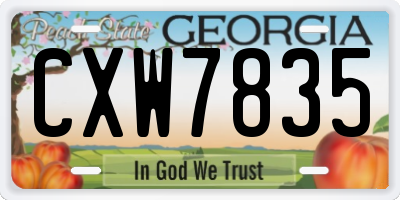 GA license plate CXW7835