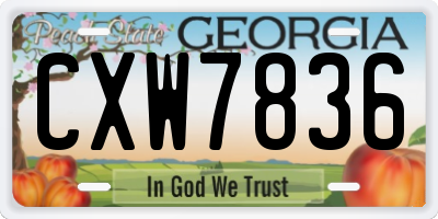 GA license plate CXW7836