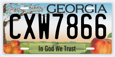 GA license plate CXW7866
