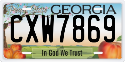 GA license plate CXW7869