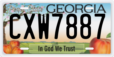 GA license plate CXW7887