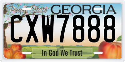 GA license plate CXW7888