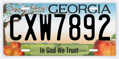GA license plate CXW7892