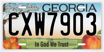 GA license plate CXW7903