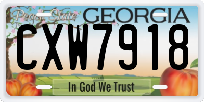 GA license plate CXW7918