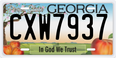 GA license plate CXW7937