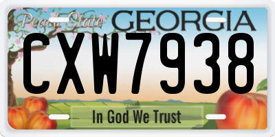 GA license plate CXW7938