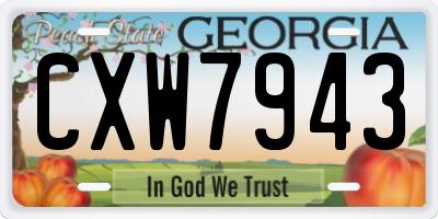 GA license plate CXW7943