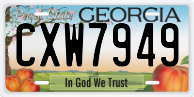 GA license plate CXW7949