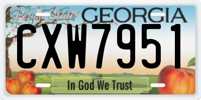 GA license plate CXW7951