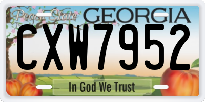 GA license plate CXW7952