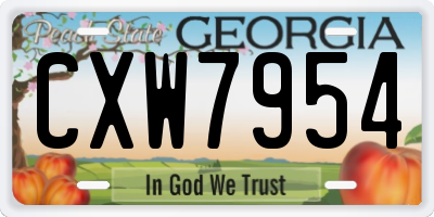 GA license plate CXW7954