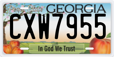 GA license plate CXW7955