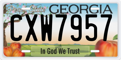 GA license plate CXW7957