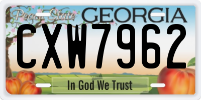 GA license plate CXW7962