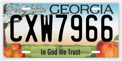GA license plate CXW7966