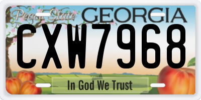 GA license plate CXW7968