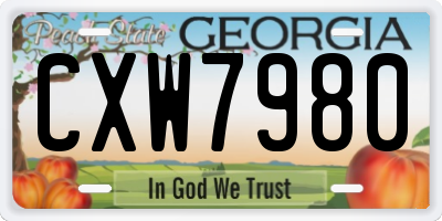 GA license plate CXW7980