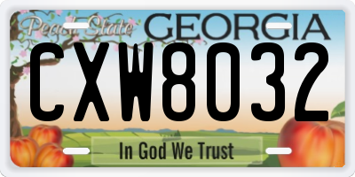 GA license plate CXW8032