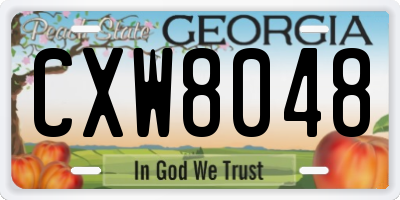 GA license plate CXW8048