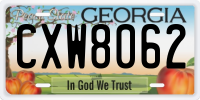 GA license plate CXW8062